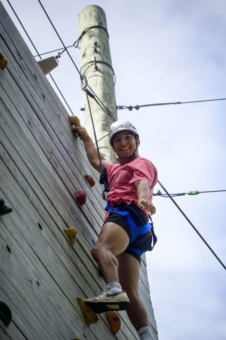Scaling a climbing wall